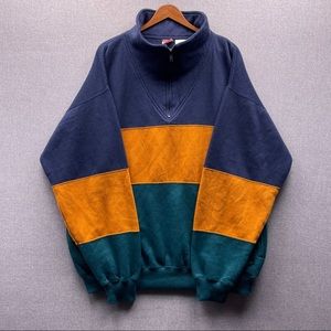 Athletic Works Multi Color Blocked Collared Quarter Zip Soft Acrylic Jacket